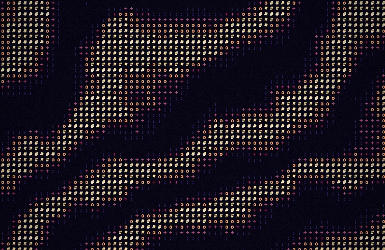 The same wallpaper with ASCII dithering